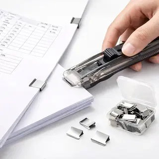 Cheaperito Compacte Drukstapelaar Voor Papier I Papier Binder I Nietloze Papierclipper/Nietmachine I Incl. 8 Clips I Zwart