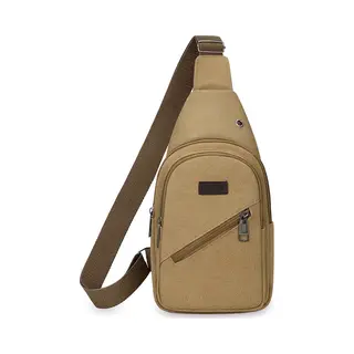 Cheaperito Crossbody Canvas Tas Heren Met 3 Vakken I Schoudertas I Heuptas I Sling Bag I Met Hoofdtelefoon Kabel Opening I Anti Diefstal I Waterafstotend I Beige