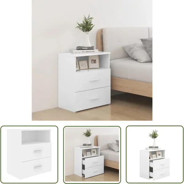 The Living Store - Nachttisch Weiß 50x32x60 Cm - Nachttisch - Weißer Nachttisch - Wohnzimmer Dekoration - Schreibtisch - Kommode thumbnail