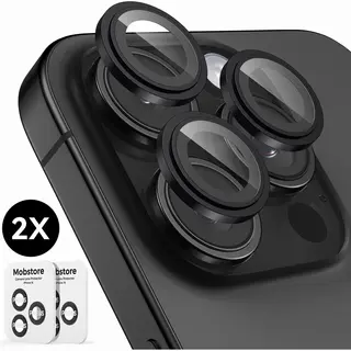 Mobstore Camera Lens Screen Protector Geschikt Voor IPhone 16 Pro / 16 Pro Max Camera Lens Screen Protector - Zwart Titanium - Screenprotector - 2 Stuks -