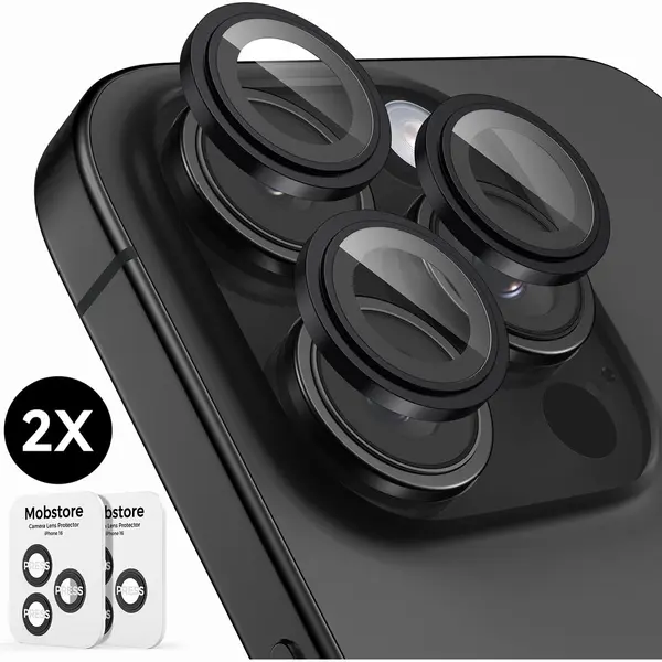 Mobstore Camera Lens Screen Protector Geschikt Voor IPhone 16 Pro / 16 Pro Max Camera Lens Screen Protector - Zwart Titanium - Screenprotector - 2 Stuks - thumbnail