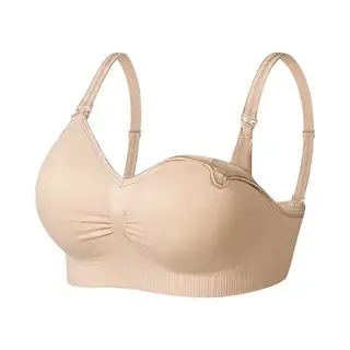 Mylinsé Voedingsbeha - Voedingsbh Zonder Beugel - Met Uitneembare Pads - Verstelbare Schouderbandjes - Beige - Maat Xl (Cupmaat, 95B 85C 90C 95C 80D 85D)