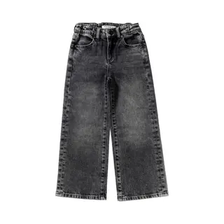 Your Wishes Stretch Denim Wide Leg Glitter Jeans Meisjes - Broek - Antraciet - Maat 134