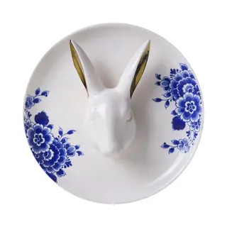 Heinen Delfts Blauw Wandbord 3D Konijn - Keramiek - 20 Cm