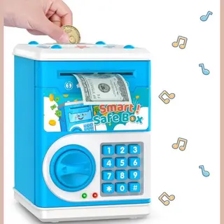 Botc Digitale Spaarpot - Educatief Speelgoed - Kinderspeelgoed - Automatisch Spaarvarken Voor Kinderen - Munten & Briefgeld - Blauw
