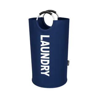 Botc Wasmand - Waszak - Laundry Basket - Wassorteerder - 38x63 Cm - Waszak Vouwbaar - Draagbaar Wasbox - Donkerblauw