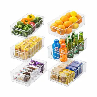 Botc Organizer Bakjes - Koelkast Organizer - 6 Stuks 3 Maten Opbergbox - Keuken Organizers - Opbergdoos - Transparant