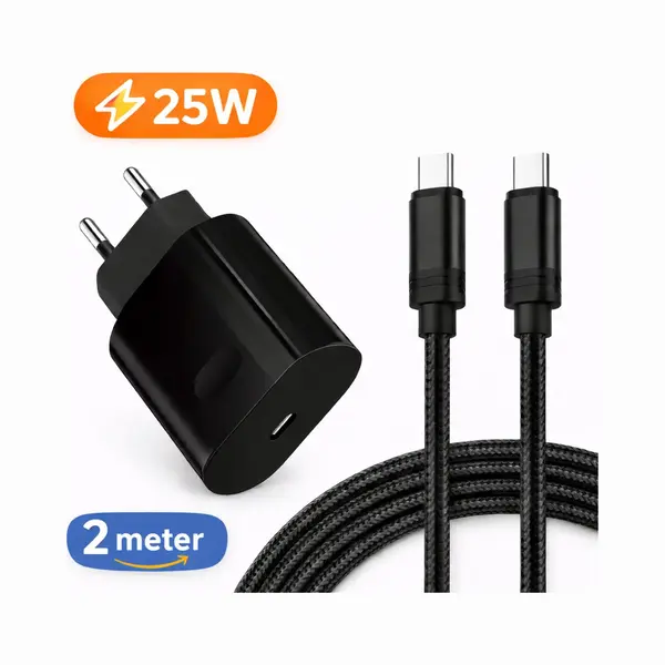 Waeyz 25W Usb-C Super Snellader + 2m Gevlochten 60W 6A Kabel – Snelle Oplader Adapter – Universele Usb-C Snel Charger Set - Fast Charger / thumbnail