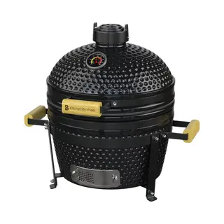 KitchenBrothers Kamado Bbq - Pfas Vrij - 16 Inch Houtskool Barbecue - 34⌀ Cm - Deluxe Set - Egg Bbq Met Accessoires - Zwart