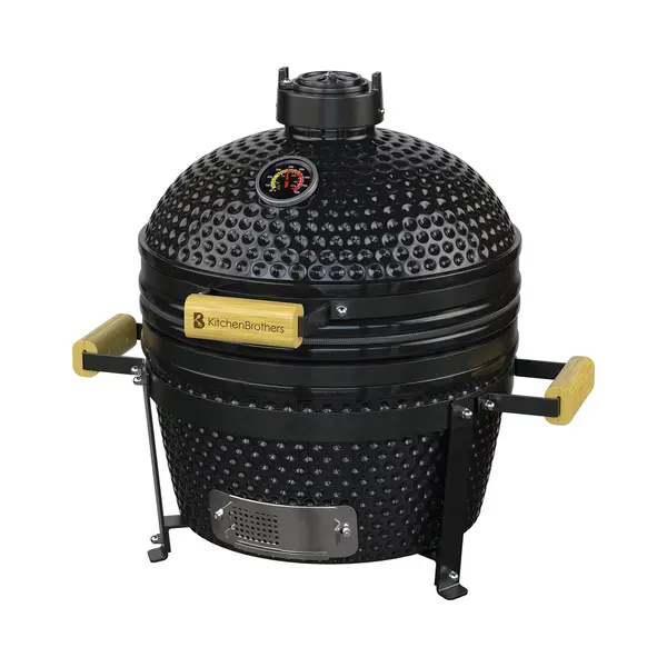 KitchenBrothers Kamado Bbq - Pfas Vrij - 16 Inch Houtskool Barbecue - 34⌀ Cm - Deluxe Set - Egg Bbq Met Accessoires - Zwart thumbnail