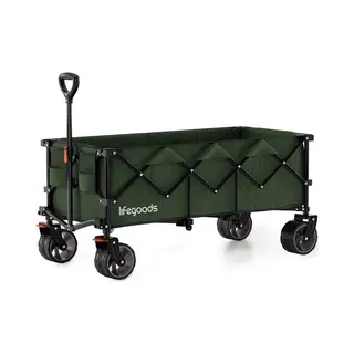 LifeGoods Bolderkar Xxl - 300L - Opvouwbaar - 150KG Draagkracht - 97x123x57CM - Inklapbare Bolderwagen Met Rem En Beschermhoes - Groen