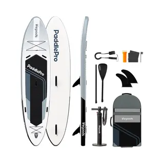 LifeGoods Sup Board Tandem - 2 Personen - 220 Kg Draagkracht - 381 X 86 Cm - Opblaasbaar - Compleet Sup Pakket - Wit/Zwart