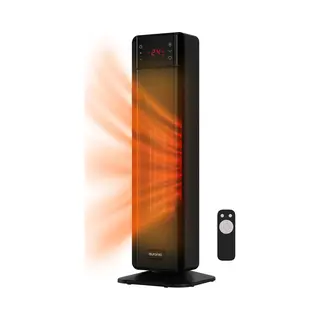 Auronic Elektrische Kachel - 2000W Heater - Keramische Kachel - Tot 30m2 - Roterend - Toren Kachel - Met Afstandsbediening - Zwart