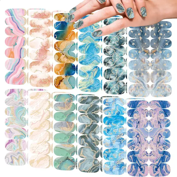 Renalux - Nail Wraps Xxl Set 12 Kleuren - Nailwraps - Nagelstickers - Nail Art - Manicure - Maarliefst 12 Designs thumbnail