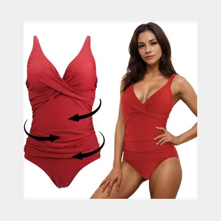 Renalux - Corrigerend Badpak Dames Met Verstelbare Bandjes - Shaping Badpak - Corrigerend Badpakken Voor Dames - Rood - L