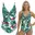 Wit met Groene Bladprint