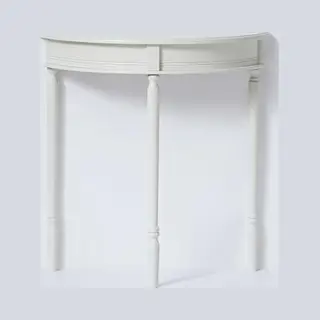 Vidi Halvø - Wandtafel - Bijzettafel - Bijzettafeltjes Woonkamer - Halfrond - Haltafel - 68.5 X 25.5 X 71 Cm - Hout - Wit