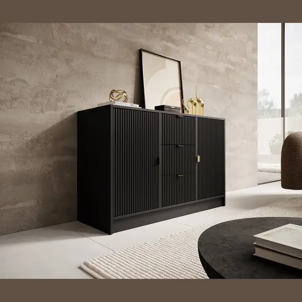 Meubella - Dressoir Tavares - Zwart - 118 Cm thumbnail
