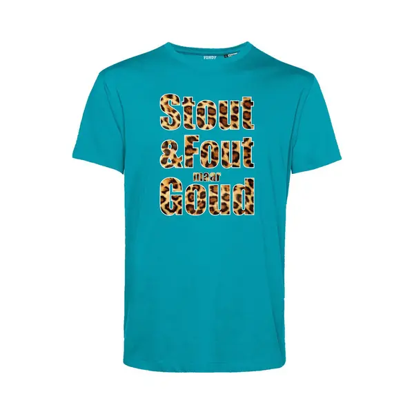 Vundy T-shirt Panter Print Stout & Fout Maar Goud | Toppers In Concert 2025 | Stout & Fout Maar Goud | Foute Party Shirt | Turquoise | Maat Xxl thumbnail