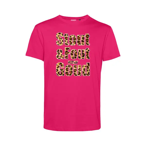 Vundy T-shirt Panter Print Stout & Fout Maar Goud | Toppers In Concert 2025 | Stout & Fout Maar Goud | Foute Party Shirt | Fuchsia | Maat 4XL thumbnail