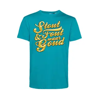 Vundy T-shirt Tekst Stout & Fout Maar Goud | Toppers In Concert 2025 | Stout & Fout Maar Goud | Foute Party Shirt | Turquoise | Maat Xl
