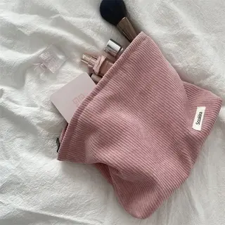 Without Lemon - Corduroy Make Up Toilettas - Reistas - Pouch - Clutch - Opbergtasje - Rib - 26x19cm - Roze