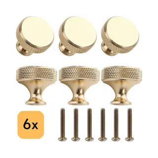 Winkrs Kastknoppen Set - 6x Ronde Handgreep Goudkleurig - Meubelknoppen Voor Kasten & Lades - 30MM