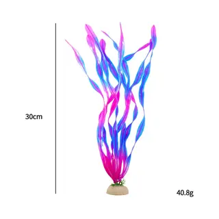 Winkrs Aquarium Kunstplant - Plant Met Lange Bladeren Op Steen - Vallisneria Paars - 30CM