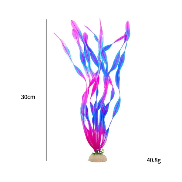 Winkrs Aquarium Kunstplant - Plant Met Lange Bladeren Op Steen - Vallisneria Paars - 30CM thumbnail