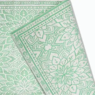 Goliving Buitenkleed Summer Flora - 183x290CM - Tuintapijt - Buitentapijt - Vloerkleed - Tuinkleed - Omkeerbaar - Incl. Draagtas - Groen/Wit