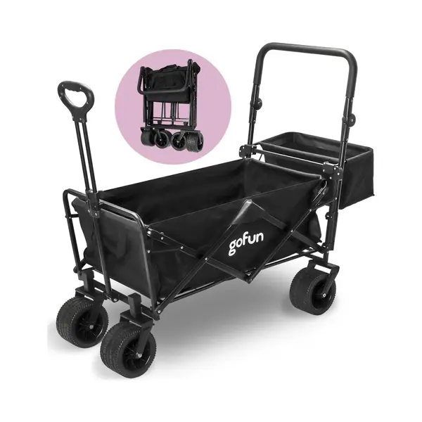 Gofun - Wagen & Pollerwagen - 150 Kg Tragkraft - Faltbar Mit 360 Grad Drehbaren Rädern - 83 X 44 X 26 Cm - Metall & Polyester - Schwarz thumbnail