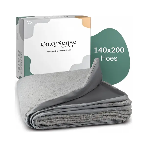 CozySense® Verzwaringsdeken Hoes 140x200 - Dubbelzijdig Materiaal - Voor Elk Seizoen - 360° Rits Technologie - Hypoallergeen & Oeko-Tex® - Grijs thumbnail