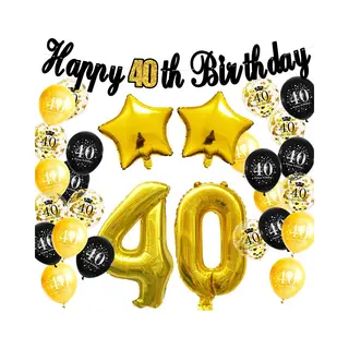 FeestmetJoep® 40 Jaar Verjaardag Versiering & Ballonnen - Goud & Zwart