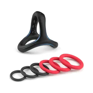 Ivy Lux Cockring Siliconen - Penisring Set Voor Mannen - Waterdicht En Wasbaar - 6 Verschillende Maten - Inclusief 6 Ringen In De Kleuren Zwart En