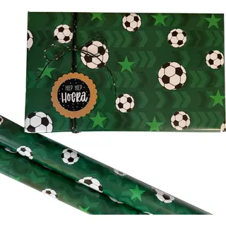 Inpakpapier Voetbal - 2 Rollen 70CM - Cadeaupapier - Kind - Kinderen - Verjaardag - Inpakken - Sportief - Jongen - Meisje - Hippekaartjeswinkel
