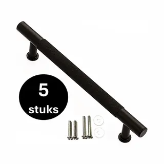 Msqdesign Luxe Handgreep Zwart - Handgrepen Zwart 192mm - 5 Stuks -Handgrepen Kast - Meubelgrepen - Keukengreep Zwart - Kastgrepen - Handgrepen Keukenkastjes -