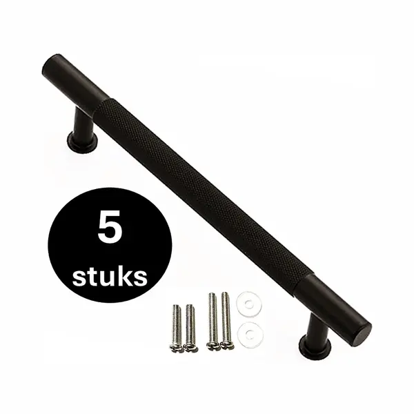 Msqdesign Luxe Handgreep Zwart - Handgrepen Zwart 192mm - 5 Stuks -Handgrepen Kast - Meubelgrepen - Keukengreep Zwart - Kastgrepen - Handgrepen Keukenkastjes - thumbnail