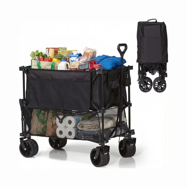 Aldorr Xxl Bollerwagen - 400L Faltbarer Bollerwagen Mit 300KG Tragfähigkeit, All-Terrain Pu-Lederräder & Vorderbremsen - Ideal Für Strand, Camping thumbnail