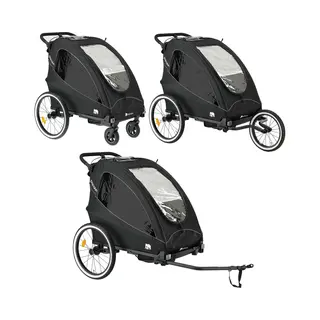 Deryan Luxe Fietskar - Hardloopkinderwagen - 2 Persoons - Zwart