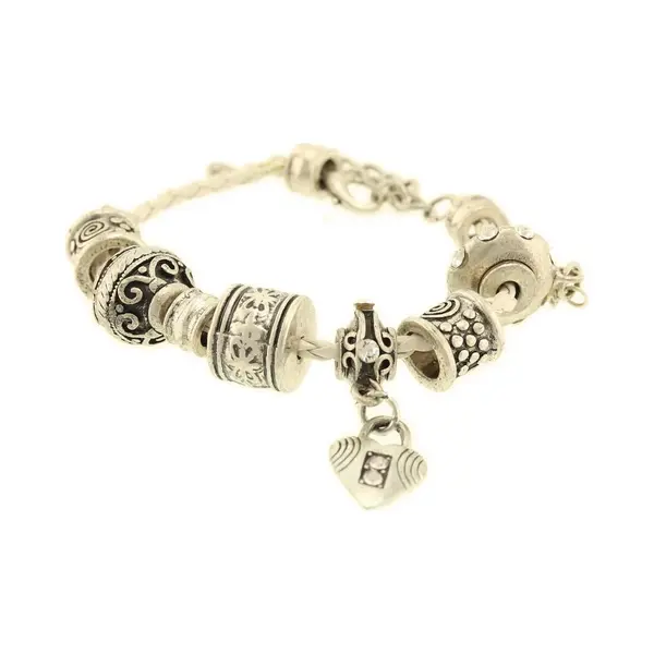 Behave Dames Bedel Armband Imitatie Leer Kralen Zilver-kleur 24 Cm thumbnail