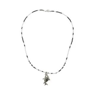 Behave - Ketting - Dames - Dolfijn Hanger - Zwart - Wit - Zilver Kleur - 42 Cm