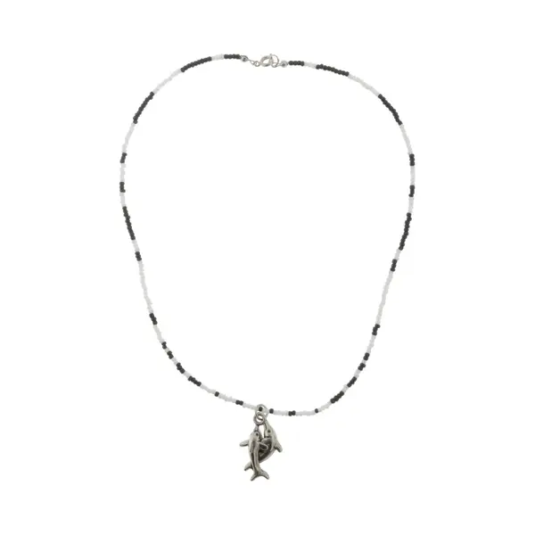 Behave - Ketting - Dames - Dolfijn Hanger - Zwart - Wit - Zilver Kleur - 42 Cm thumbnail