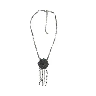 Behave - Ketting Met Vintage Hanger - Antraciet En Zwart - Trendy Accessoire Voor Dames