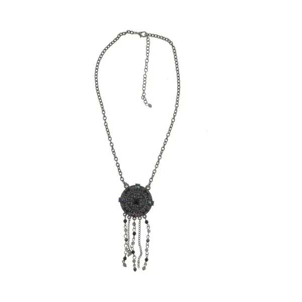 Behave - Ketting Met Vintage Hanger - Antraciet En Zwart - Trendy Accessoire Voor Dames thumbnail
