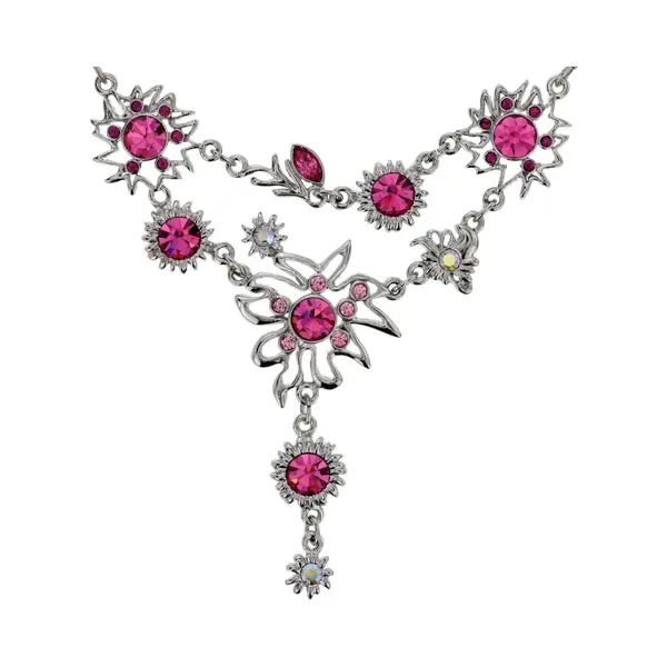 Behave® Korte Ketting - Roze Stenen Hanger - Nikkelvrij - Verstelbaar thumbnail