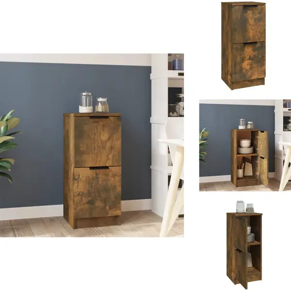 VidaXL Dressoir - Dressoirs - Kast - Nachtkastje Opbergkast - Dressoir 30x30x70 Cm Bewerkt Hout Gerookt Eikenkleurig thumbnail