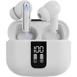 Strex Draadloze Oordopjes - Active Noise Cancelling - Led Display - Draadloze Oortjes Bluetooth - Oortjes Draadloos - Bluetooth 5.3 - Wit