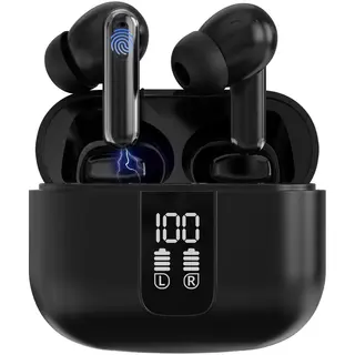 Strex Draadloze Oordopjes - Active Noise Cancelling - Led Display - Draadloze Oortjes Bluetooth - Oortjes Draadloos - Bluetooth 5.3 - Zwart