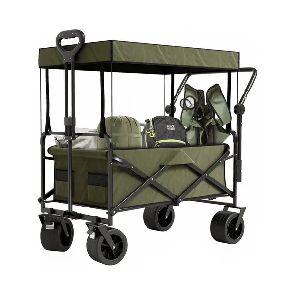 Avalo Bolderkar Mit Dach Xl Faltbar - Bis Zu 110KG Tragfähigkeit - 120L - 97x60x105 Cm - 360º Räder - Bolderwagen / Bolderwagen / Strandwagen / thumbnail