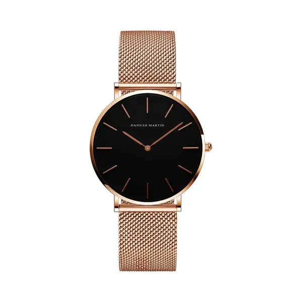 Hannah Martin Elegante Horloge | Rose | Zwart Wijzerplaat | Borasi | Dames Horloges | Vrouwen Horloges | Best Verkochte Horloges | Leuke Cadeau | thumbnail